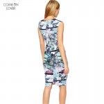 Comeonlover Fashion Summer Dress O Neck Sleeveless Women's Clothing Floral Printed Lace Patchwork RT80226 Elegant Bodycon Dress