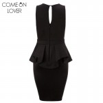 Comeonlover Hot Peplum Solid Robe Femme Ete 2017 Party Casual Office Woman Plus size Deep V-Neck Bodycon Vintage Dress RE70066
