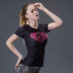 Compression T Shirt Women Superhero Superman Captain America/Spiderman/Batman Tops Quick-drying Tight bodybuilding Wear Woman