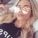 Coodaysuft  Women Sunglasses New Cat eye Brand Design Mirror Flat Rose Gold Vintage Cateye Fashion sun glasses lady Eyewear