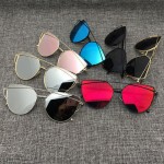 Coodaysuft  Women Sunglasses New Cat eye Brand Design Mirror Flat Rose Gold Vintage Cateye Fashion sun glasses lady Eyewear
