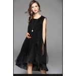 Cool 2017 Free Shipping New Spring Summer Cotton Linen Fashion Women Long Black White Dresses Loose Sleeveless Plus Size Dress 