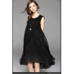 Cool 2017 Free Shipping New Spring Summer Cotton Linen Fashion Women Long Black White Dresses Loose Sleeveless Plus Size Dress 