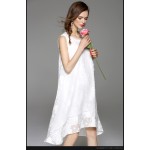 Cool 2017 Free Shipping New Spring Summer Cotton Linen Fashion Women Long Black White Dresses Loose Sleeveless Plus Size Dress 