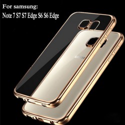 Coque For samsung galaxy S6 Edge S6 S7 S7 Edge Case Clear Transparent Gold Plating Soft TPU Back Cover For samsung S6 Edge case