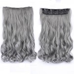 Cosplay hairpieces  24" One Piece Straight grandma gray Clip In Hair Extensions Synthetic False Hair Hairpiece  For Women Girls