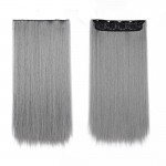 Cosplay hairpieces  24" One Piece Straight grandma gray Clip In Hair Extensions Synthetic False Hair Hairpiece  For Women Girls