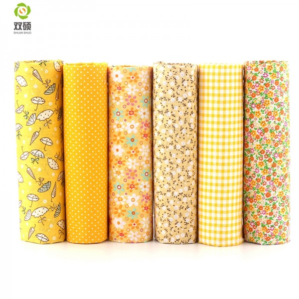 Cotton Fabric No Repeat Design Yellower Series Patchwork Fabric Fat Quarter Bundle Sewing For Fabric 6 pieces 50cm*50cm A1-6-2