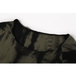 Cotton long sleeve t shirt men 2016 new Dark green tie-dye Stylish Frazzle TeeTops Slim Fit O-neck T-shirt Casual brand clothing