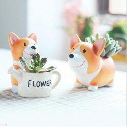 Creative Resin Flowerpot Kawaii Corgi Garden Pots Planters Jardin Bonsai Desk Succulent Flower Pot Can Mix Order Dropshipping
