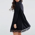 Crochet Turtleneck Black Lace Dress Female Autumn Women's Long Sleeve Tunic Winter Dress Casual Dress Winter Dresses Women 2016