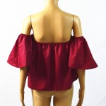 Crop top T Shirt Women 2017 Butterfly Sleeve female Design Solid Red Basic Off shoulder blusas Women Top Shirts Women Tops Tee