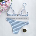 Cupshe Sea Of Me Stripe Bikini Set Women Summer Sexy Swimsuit Ladies Beach Bathing Suit swimwear