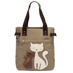 Cute Cat Women Canvas Handbag Casual Tote Bag Large Lady Handbags Women Solid Shoulder Bag Canvas Bag Sac a main Bolsos Mujer