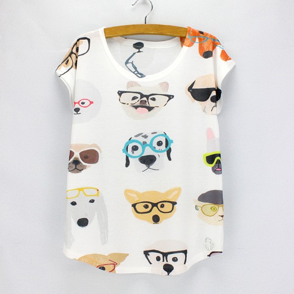 Cute Dogs printing summer top tees women fashion style t shirts girls printing tshirt wholesale drop shipping