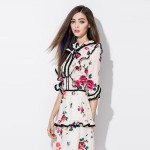 Cute Dress 2017 Korea Fashion Half Sleeve White Flowers Print Princess Women Summer Novelty Slim Designer Classic Dress