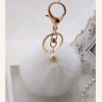 Cute Fluffy Keychain Bag Pendant Car Rabbit Fur Pompom Keychain Ball Ornaments Key Ring Chain Copri Chiave