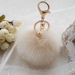 Cute Fluffy Keychain Bag Pendant Car Rabbit Fur Pompom Keychain Ball Ornaments Key Ring Chain Copri Chiave