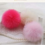 Cute Fluffy Keychain Bag Pendant Car Rabbit Fur Pompom Keychain Ball Ornaments Key Ring Chain Copri Chiave