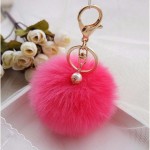 Cute Fluffy Keychain Bag Pendant Car Rabbit Fur Pompom Keychain Ball Ornaments Key Ring Chain Copri Chiave