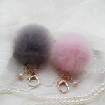 Cute Fluffy Keychain Bag Pendant Car Rabbit Fur Pompom Keychain Ball Ornaments Key Ring Chain Copri Chiave