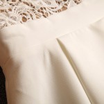 Cute Sexy Dress Vestido branco V-neck Backless Cross Straps Lace Patchwork Ball gown Dress White Pleated Mini Dress DR03378C