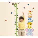 Cute tiger animals stack height measure wall stickers decal kids adhesive vinyl wallpaper mural baby girl boy room nursery decor