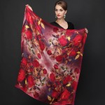 DANKEYI 110*110cm 100% Mulberry Big Square Silk Scarves Fashion Floral Printed Shawl Sale Women Genuine Natural Silk Scarf Shawl