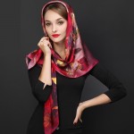 DANKEYI 110*110cm 100% Mulberry Big Square Silk Scarves Fashion Floral Printed Shawl Sale Women Genuine Natural Silk Scarf Shawl