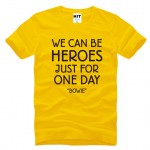 DAVID BOWIE WE CAN BE HEROES Letter Printed Men's T-Shirt T Shirt For Men 2016 New Cotton Casual Top Tee Camisetas Hombre