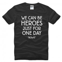DAVID BOWIE WE CAN BE HEROES Letter Printed Men's T-Shirt T Shirt For Men 2016 New Cotton Casual Top Tee Camisetas Hombre