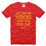 DAVID BOWIE WE CAN BE HEROES Letter Printed Men's T-Shirt T Shirt For Men 2016 New Cotton Casual Top Tee Camisetas Hombre