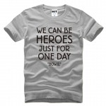 DAVID BOWIE WE CAN BE HEROES Letter Printed Men's T-Shirt T Shirt For Men 2016 New Cotton Casual Top Tee Camisetas Hombre