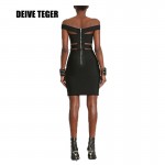 DEIVE TEGER  Hilary Rhoda pencil slash neck  black 100% sexy  bandage Club dress Party solid Dresses  HL1527