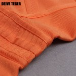 DEIVE TEGER  New Coral Bustier Dress Women Bandage Dress Pencil Lady Club Dress Orange Dresses  HL1577
