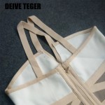 DEIVE TEGER Backless Slim Sexy Sleeveless Spaghetti Strap Patchwork Bandage Hollow Out V-Neck Club Dresses Vestidos HL1712