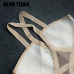 DEIVE TEGER Backless Slim Sexy Sleeveless Spaghetti Strap Patchwork Bandage Hollow Out V-Neck Club Dresses Vestidos HL1712