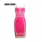 DEIVE TEGER Newest arrival 2017 spring summer sky blue&pink elegant Bandage Dress Women Sexy Fashion Party Mini Dress HL2294