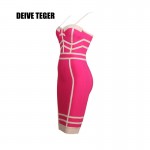 DEIVE TEGER Newest arrival 2017 spring summer sky blue&pink elegant Bandage Dress Women Sexy Fashion Party Mini Dress HL2294