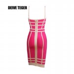DEIVE TEGER Newest arrival 2017 spring summer sky blue&pink elegant Bandage Dress Women Sexy Fashion Party Mini Dress HL2294