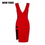 DEIVE TEGER club dresses sexy woman cut out  New Arrival v-neck noble Bandage Vestidos Women Knee-Length Dress HL2229