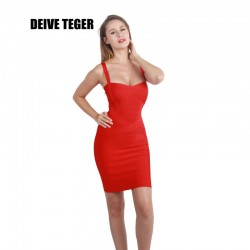 DEIVE TEGER new fashion WINTER dress  2016  Woman Bandage Spaghetti Strap Club Party Mini Dress 16 Colors vestidos  HL737
