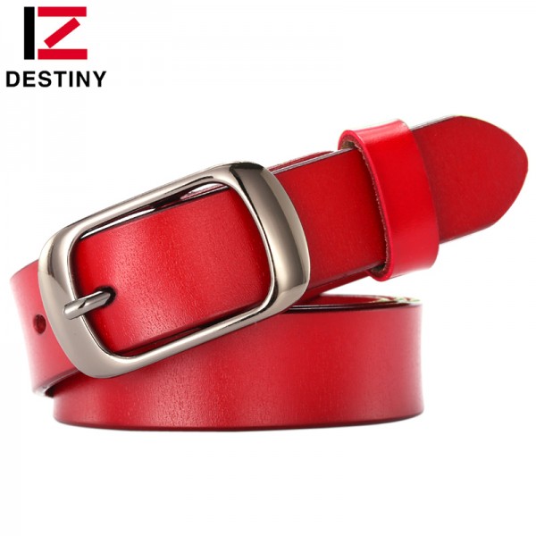 DESTINY Designer Belts Women Strap High Quality Genuine Leather Famous Brand ladies' Belt For Jeans Skirt Girls Red Pin Buckle