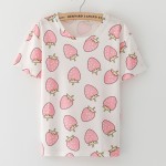 DHIHKK 2017 New Women T shirt Fruit strawberry print O-neck Casual Womens Short Sleeve T-shirt Tee Tops Female Tshirt 