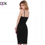 DIDK Summer Style 2016 Fashion Women Dresses Sexy Club Sleeveless Spaghetti Strap Cut Out High Street Sheath Knee Length Dress