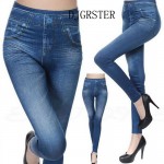 DJGRSTER Leggings Jeans Legging Women Velvet Leging Jeans Blue Black Ladies Jeggins with Real Pockets Denim Skinny Legging Pants