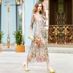 DOSOMA Party Embroidery Dresses Ruway Floral Bohemian Flower Embroidered Vintage Boho Mesh Embroidery Dresses For Women Vestido