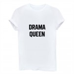 DRAMA QUEEN Letters Printed Short sleeve Casual Loose Black White Hipster Women T shirt Tops