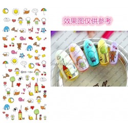 DS184 DIY Nail Design Water Transfer Nails Art Sticker Cute Cartoon Picture Nail Wraps Sticker Watermark Fingernails Decals