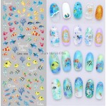 DS208 DIY Nail Design Water Transfer Nails Art Sticker Color Ocean Fishes Nail Wraps Sticker Watermark Fingernails Decals